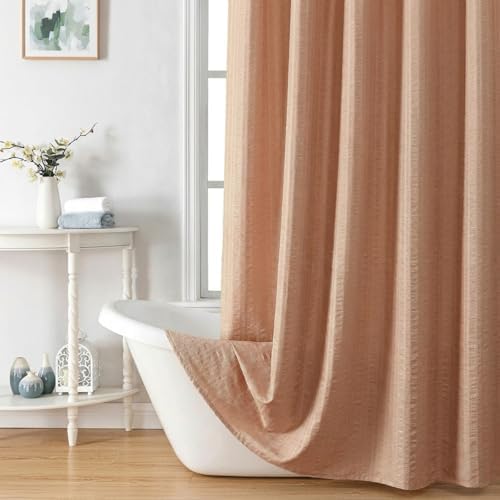 Aiyufeng Moga Coral Shower Curtain 84 Inches Long, 3D Embossed Textured Fabric Shower Curtain for Bathroom - Soft Cloth & Hotel Spa Luxury, Machine Washable, 72X84