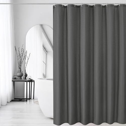 Gibelle Long Charcoal Grey Fabric Shower Curtain, 72 x 78