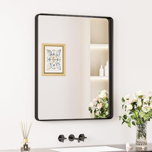 Keonjinn 24 x 30 Inch Black Mirror, Aluminum Frame Bathroom Vanity Mirror