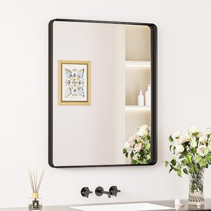 Keonjinn 24 x 30 Inch Black Mirror, Aluminum Frame Bathroom Vanity Mirror