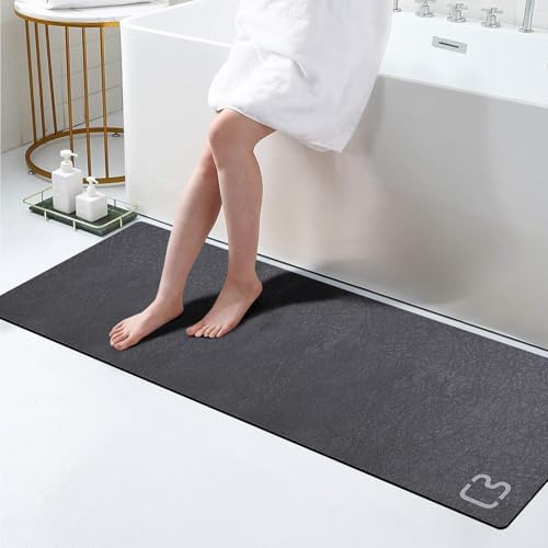 Extra Long Bathroom Runner Stone Bath Mats for Bathroom,17"x59"Dark Grey