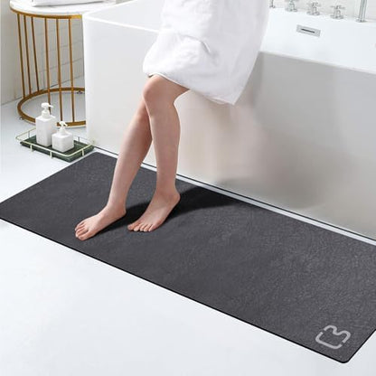 Extra Long Bathroom Runner Stone Bath Mats for Bathroom,17"x59"Dark Grey