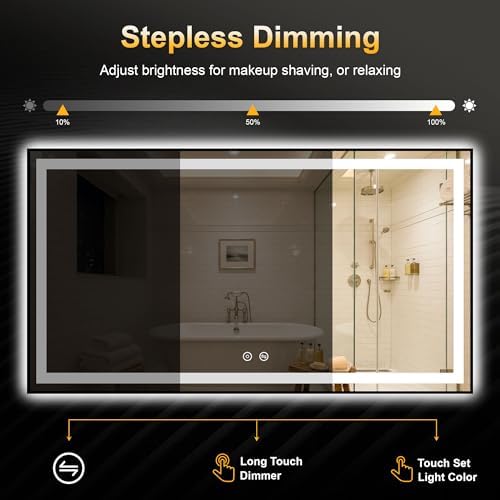 LED Bathroom Mirror with Light, 30x55 Vanity Mirror for Wall with Frame