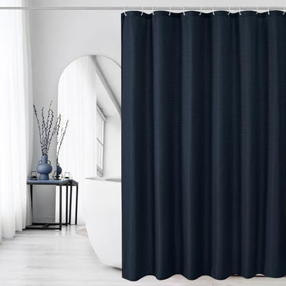 Gibelle 230GSM Heavy Duty Fabric Navy Blue Shower Curtain, 72 X 72