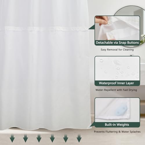 No Hook Woodland Animal Shower Curtain and Liner Set 71x74 Inch