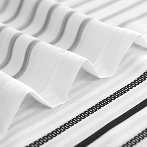 jinchan Extra Long Shower Curtain 84 Inch Length Black and White Modern Farmhouse Striped Waterproof Fabric Shower Curtains for Bathroom with 12 Hooks Machine Washable 70x84 Inches