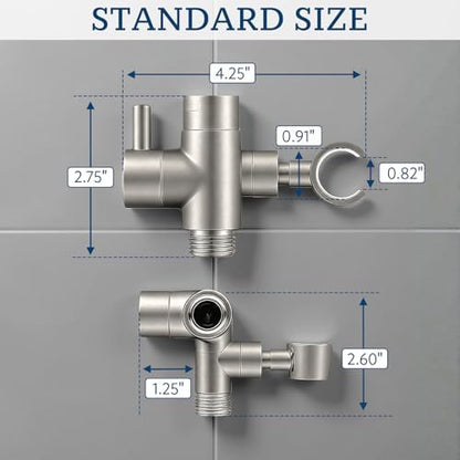 G-Promise Solid Metal Shower Head Diverter with Holder 3-Way