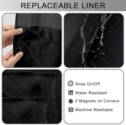 No Hook Shower Curtain and Liner Set for Bathroom, Black, 71" x 84"