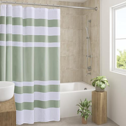 Madison Park Spa Waffle Extra Wide Shower Curtain, 108 x 72, Sage Green
