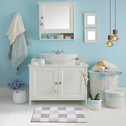 CozeCube Lavender Checkered Bath Mat 36"x24" Non Slip Washable Rug
