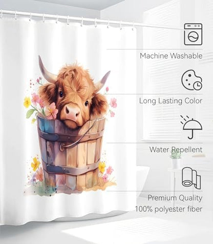 Bathroom Shower Curtain Cute Cortinas para Baño 72 x 72, Cow
