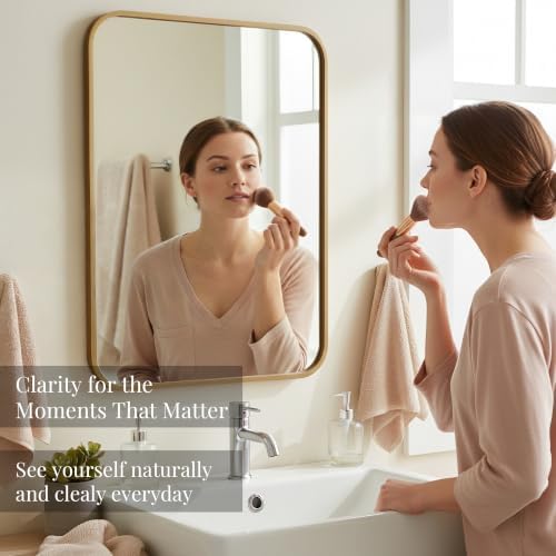 2-Pack 24x36 Inch Antique Gold Rounded Rectangle Vanity Mirrors