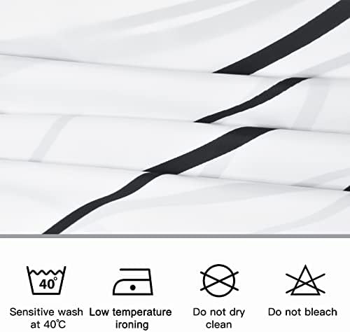Striped Shower Curtain for Bathroom, White Black, 72" W x 96" L
