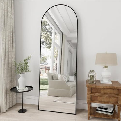 Dewfig Arched Full Length Mirror, 57"X20" Large Full Body Mirror, Black