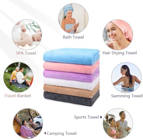Orighty Bath Towels, Soft Feel Bath Towel, 6 Pack (24'' x 48'')