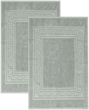 Superior Heavyweight Cotton Bath Mats, Bath Rugs For Bathroom Accessories, Washable Rug For Shower, Bath, Toilet, Modern Decor, No Backing, Luxury Hotel And Spa Quality, Set of 2, 22" x 35", Sage