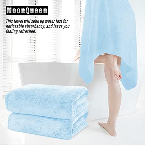 MOONQUEEN 2 Pack Premium Bath Towel Set - Quick Drying - Microfiber Coral Velvet Highly Absorbent Towels - Multipurpose Use as Bath Fitness, Bathroom, Shower, Sports, Yoga Towel (Aquamarine)