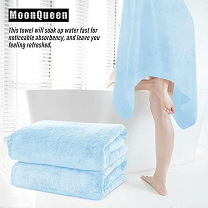 MOONQUEEN 6 Pack Premium Bath Towel Set - Quick Drying - Microfiber Coral Velvet Highly Absorbent Towels - Multipurpose Use as Bath Fitness, Bathroom, Shower, Sports, Yoga Towel (Aquamarine)
