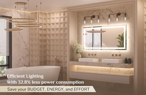 Keonjinn 48x24 Inch LED Bathroom Mirror with Lights, Frontlit & Backlit
