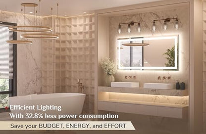 Keonjinn 48x24 Inch LED Bathroom Mirror with Lights, Frontlit & Backlit
