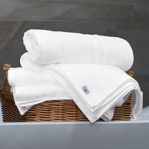Tens Towels 4 Piece Bath Towels 27x54 Inches, White