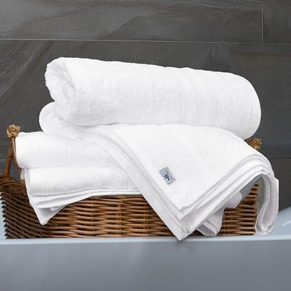 Tens Towels 4 Piece Bath Towels 27x54 Inches, White