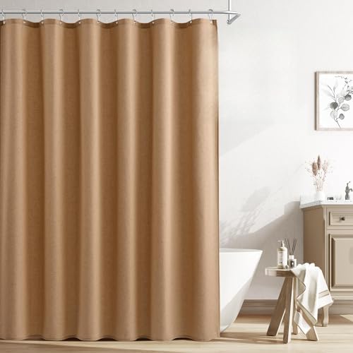Naturoom Linen Shower Curtain 78 Inch Long for Bathroom Camel 1 Panel
