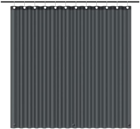 EHZNZIE Dark Grey Shower Curtain Liner 72x72, PEVA Waterproof Bath Curtain, No Chemical Smell, 3 Weighted Magnets, Durable with Rustproof Metal Grommets