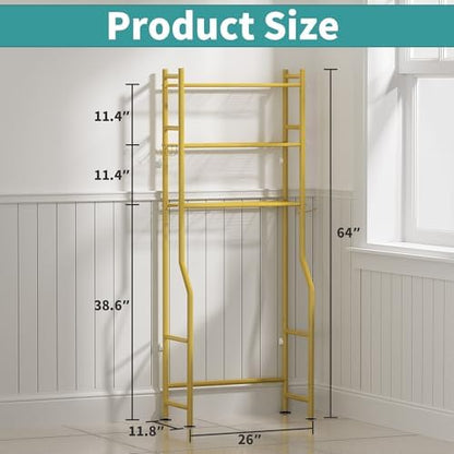 3-Tier Over Toilet Storage, Anti-Tip, 64" H, Gold