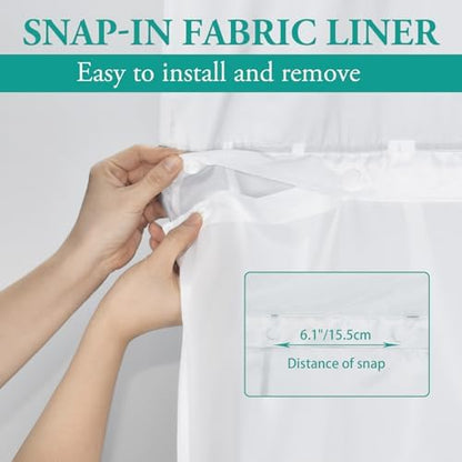 LXBNI No Hook Shower Curtain with Liner, Grey Shadow, 71 x 74 Inch