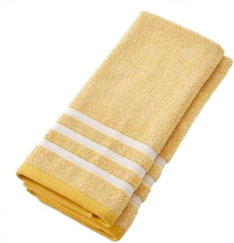 SKL Home Mid-Century Hand Towel Set-2pc, Premium 100% Cotton, Yellow