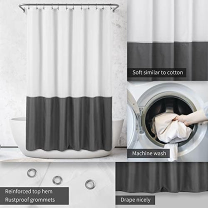 ALYVIA SPRING Waterproof Fabric Shower Curtain Liner White/Dark Gray, 72x72