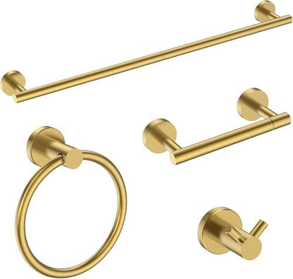 FORIOUS Bathroom Accessories, 4-Piece Bathroom Hardware Set - 18" Towel Bar