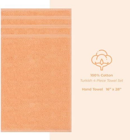 American Soft Linen 100% Cotton Luxury Turkish Towels, 4 PC Hand Towel Set