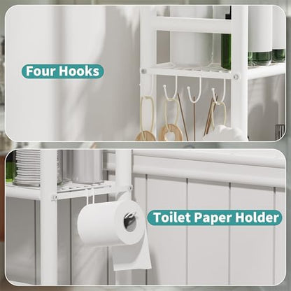 3-Tier Over Toilet Storage, Anti-Tip, 64" H, White