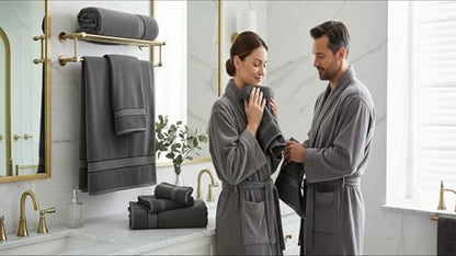 6 Piece Bath Towel Set, 2 Bath, 2 Hand, 2 Washcloths, Dark Grey