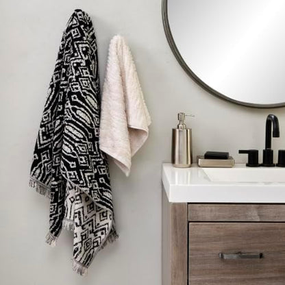 SKL Home CloudSoft/Nador Bath Towel Set-6pc, 100% Cotton, Oatmeal/Black