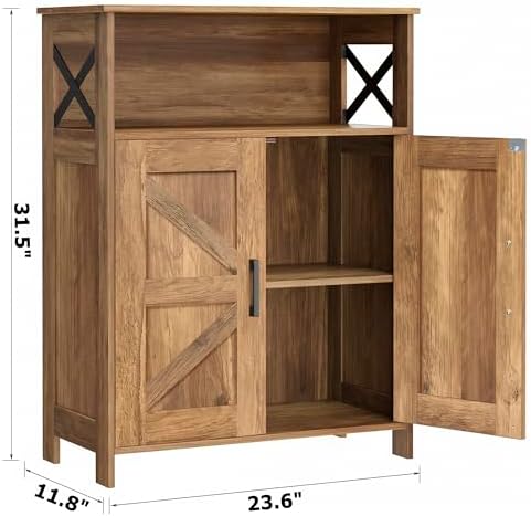 Homhedy Farmhouse Bathroom Storage Cabinet with Doors, Small Floor Cabinet