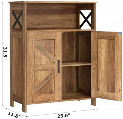 Homhedy Farmhouse Bathroom Storage Cabinet with Doors, Small Floor Cabinet