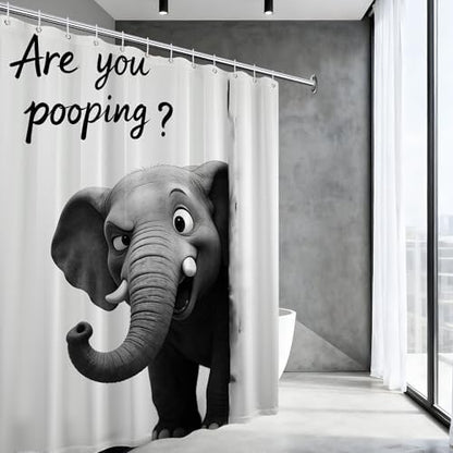 Extra Tall Shower Curtain XL are You Pooping Elephant, 70 x 78 Inchs