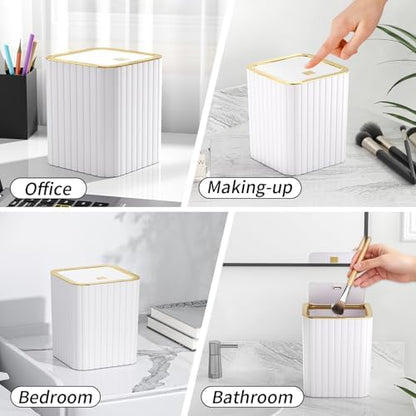 Bathroom Accessory Set - Bathroom Set, 12PC Bathroom Accessories Set, White Bathroom Accessories Set, Mini Trash Can, Toilet Brush, Trash Can & Soap Dispenser
