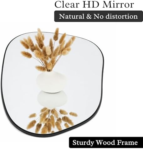 PERFNIQUE Irregular Wall Mirror Asymmetrical Mirror, 16''x12'' Small Black Mirror for Bathroom Bedroom Living Room Entryway, Decorative Modern Wall Decor, Wall Mounted (Black, 16''x12'')