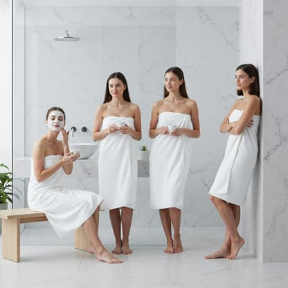 REDKISS 4 Pack Premium Bath Towels, Plush Coral Fleece Towels for Bathroom, Extra Large Bath Towels Set of 4 (35 x 70 in), Super Soft Highly Absorbent Shower Towels for Spa, Gym, Travel, White