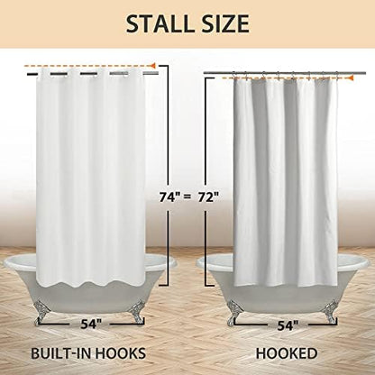 River Dream No Hook Stall Shower Curtain or Liner Microfiber White, 54x74