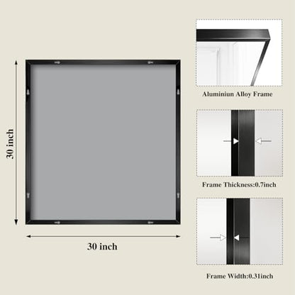 Koonmi Black Mirrors for Wall, 30x30 Inch Bathroom Mirror, Rectangular Wall Mirror for Living Room Bedroom Bathroom, Hangs Horizontally or Vertically