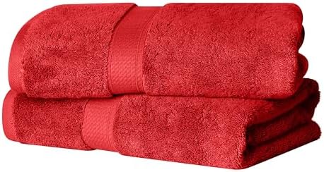 SUPERIOR Egyptian Cotton Plush & Absorbent, Bath Towel Set of 2, Red