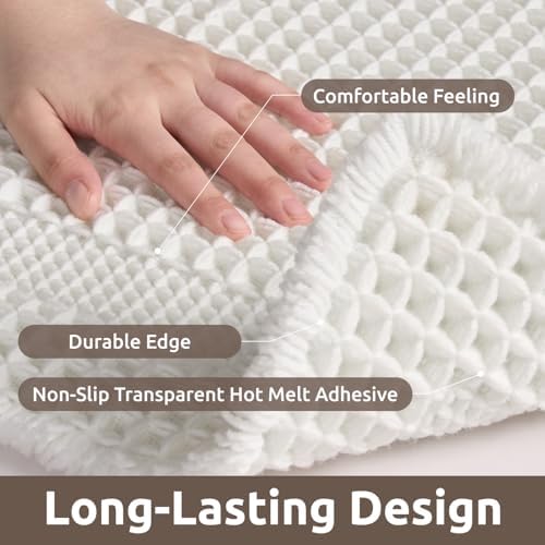 AMOAMI Waffle Bath Mat, Absorbent Bathroom Rugs Non Slip 18''x30'' White
