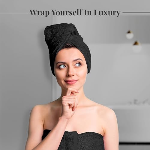 Tens Towels 8 Piece Towel Set, 2 XL Bath, 2 Hand, 4 Washcloth, Black