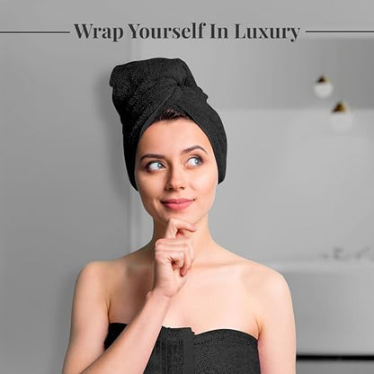 Tens Towels 8 Piece Towel Set, 2 XL Bath, 2 Hand, 4 Washcloth, Black