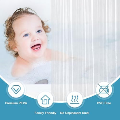 EurCross Narrow Wide 54 by 78 inch Long Shower Curtain Liner with 5 Magnets